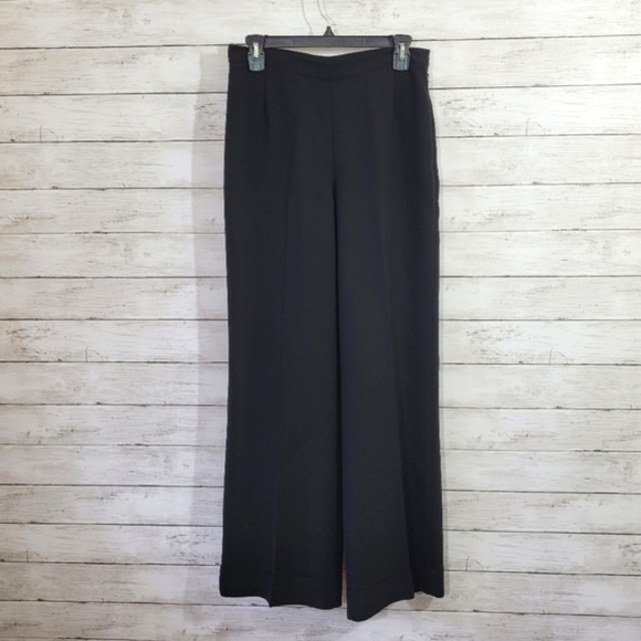 New York & Company Pants - New York and Company Black Trousers Side Zip Wide Cuff Work Career Size 6